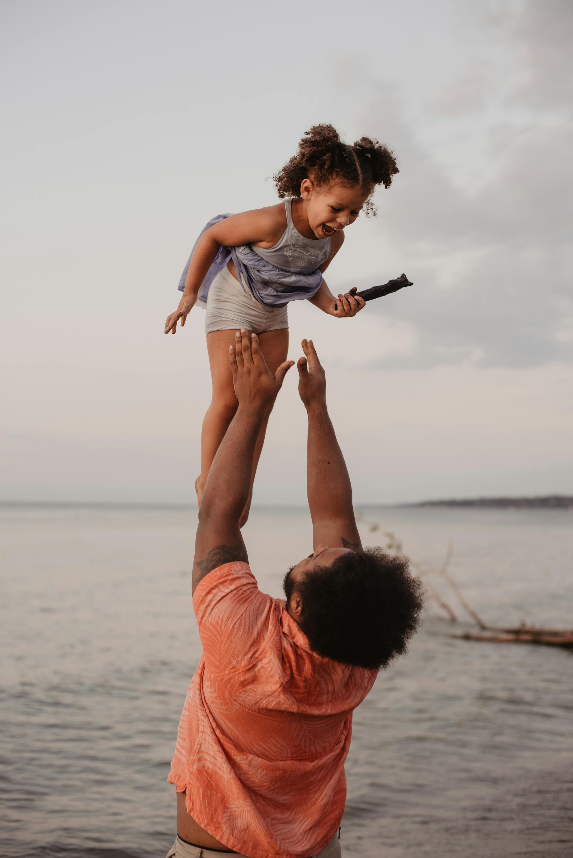 Family playing at beach